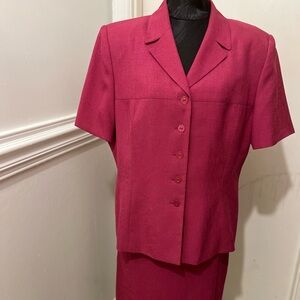 Elegant Dark Pink Blazer and Skirt Set